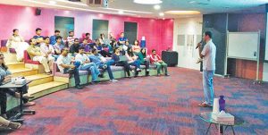Cyrus addressing the Google team at the Google Campus about ‘The Rise Of Short Films in India’